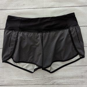 Lululemon Run Times Shorts 6 Teeny Check Print White Black